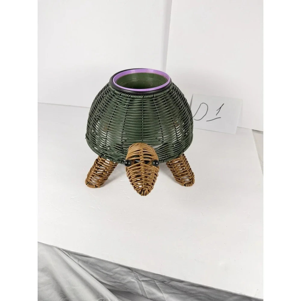 Woven Turtle Planter Holder Decorative Garden Decor